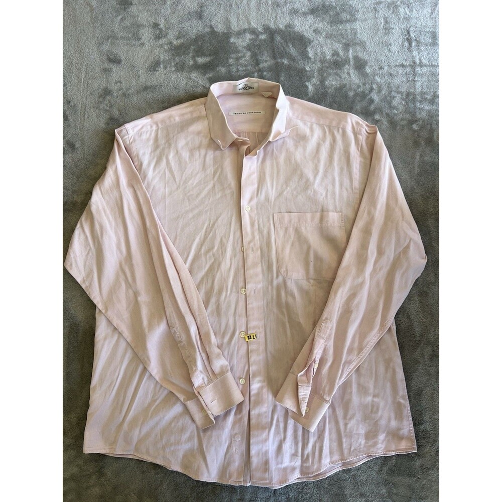 Vintage 80s 90s Valentino Uomo Tessuto Italiano Button Down Shirt Size XL Pink